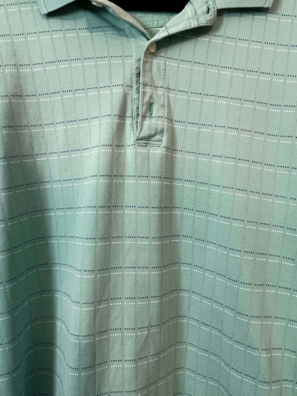 Greg Norman Men's Green Striped Short Sleeve Polo Shirt Size Large - Picture 2 of 6